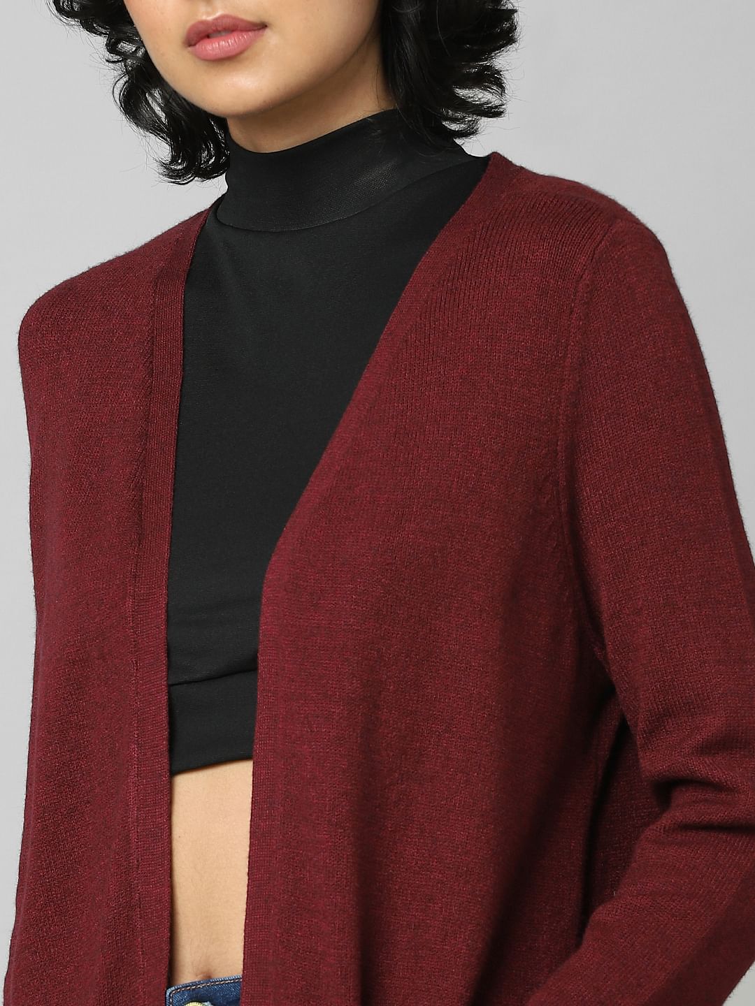 Maroon Long Cardigan