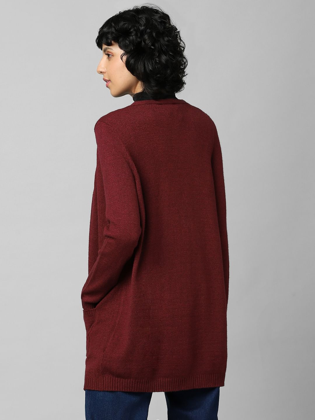 Maroon Long Cardigan