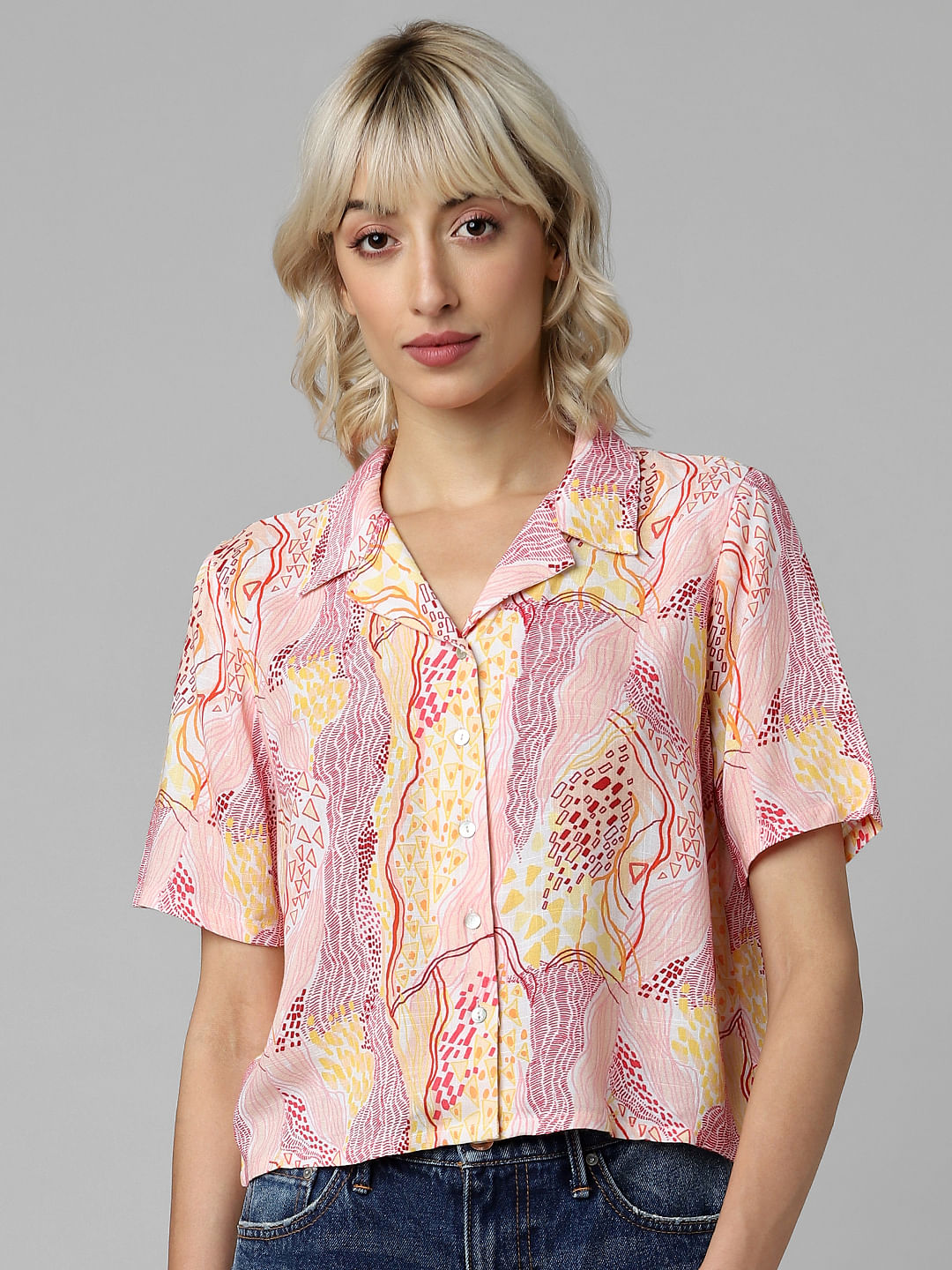 Yellow Abstract Print Shirt