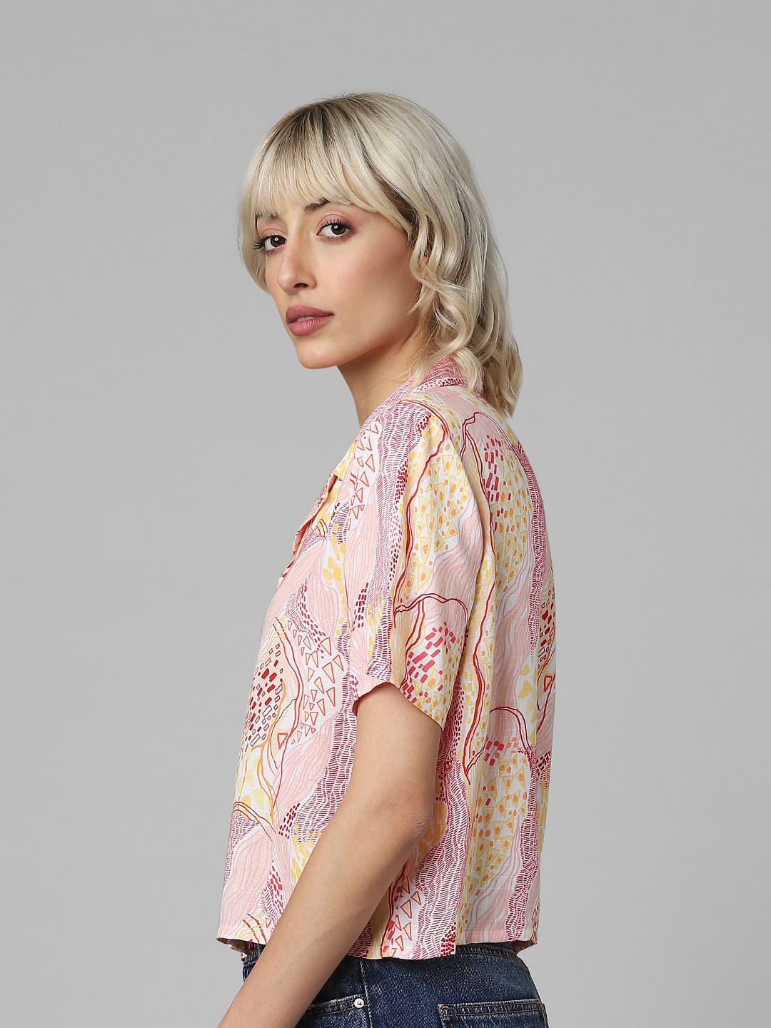 Yellow Abstract Print Shirt