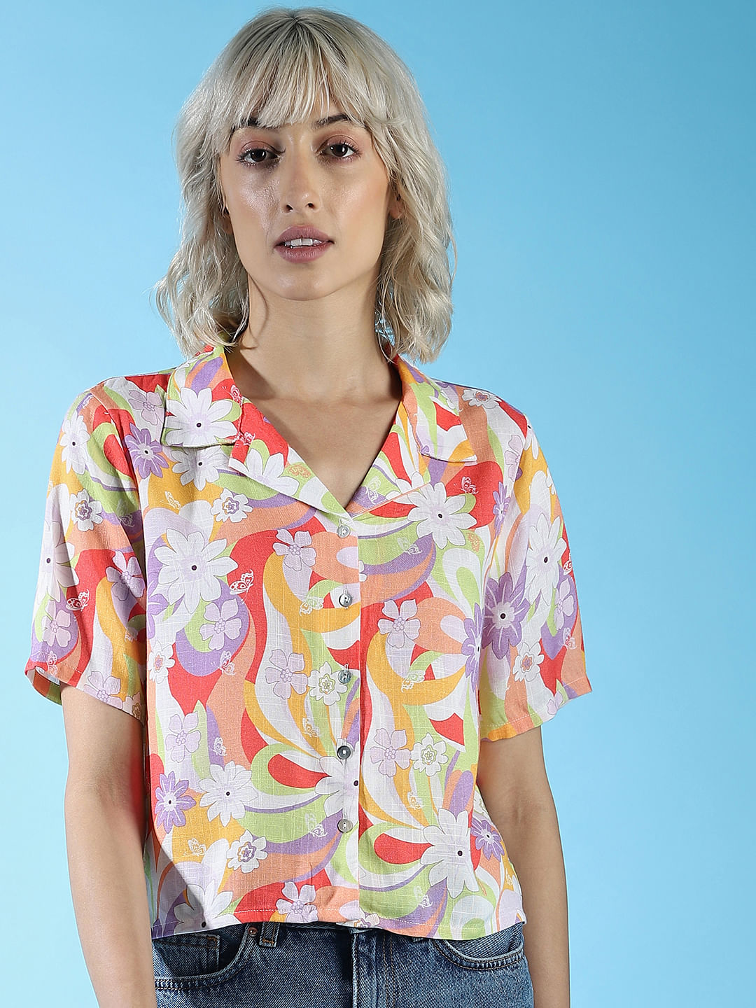 Purple Floral Print Shirt