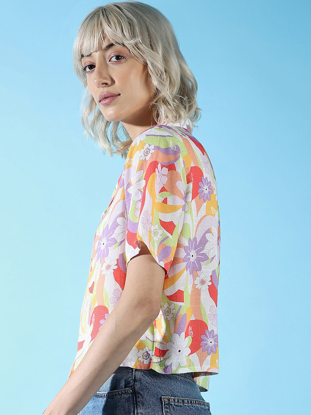 Purple Floral Print Shirt