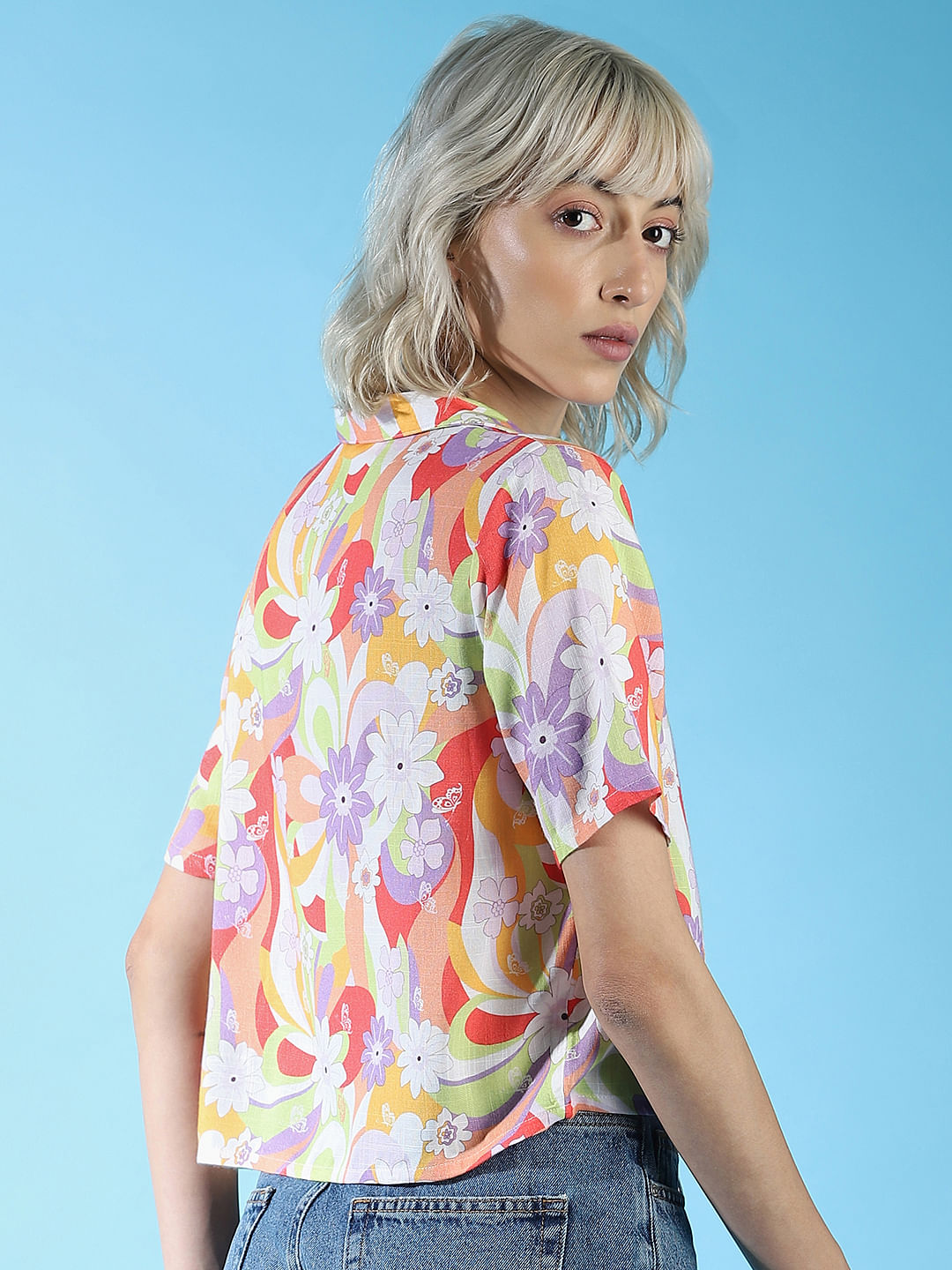 Purple Floral Print Shirt