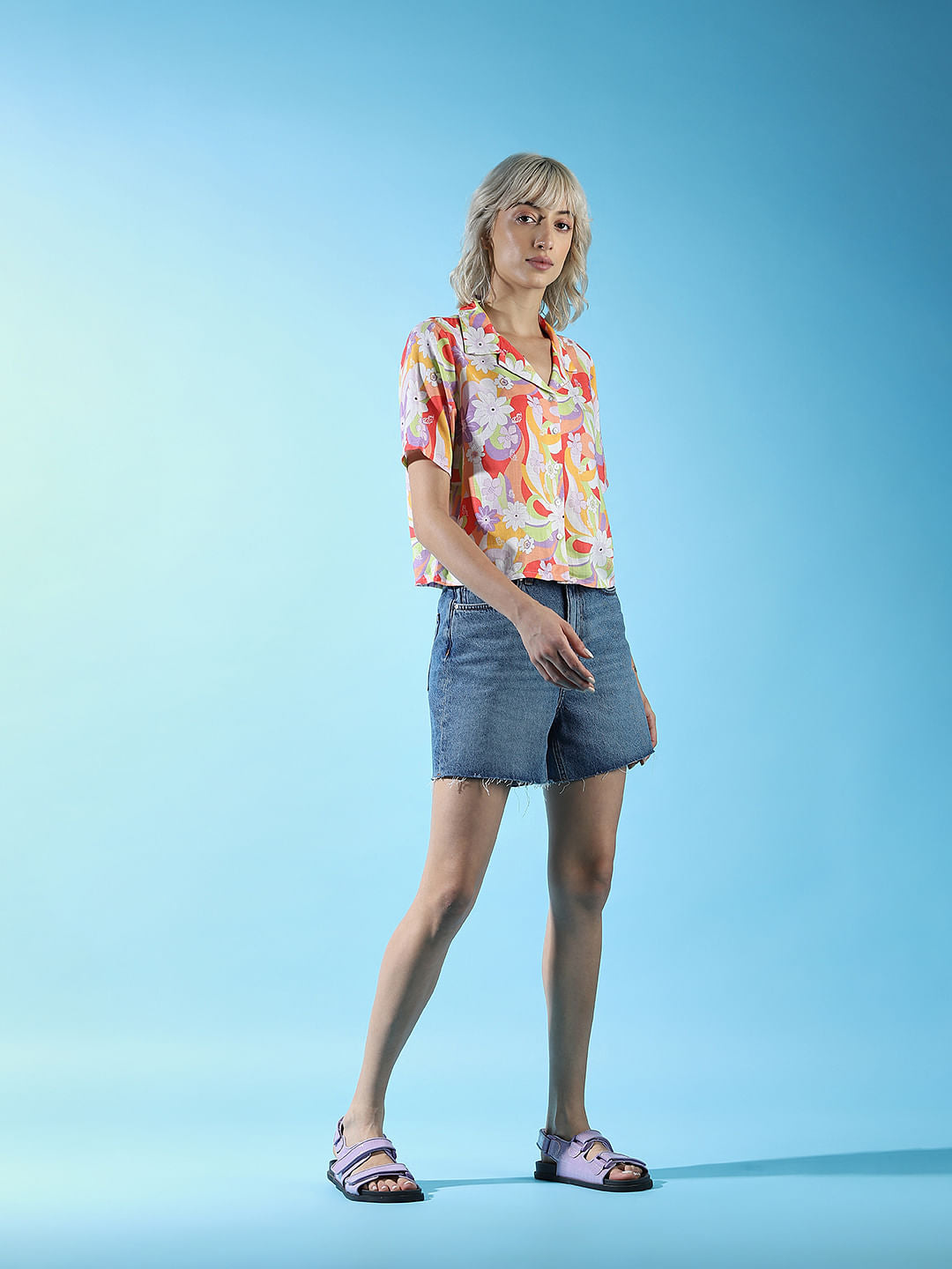 Purple Floral Print Shirt