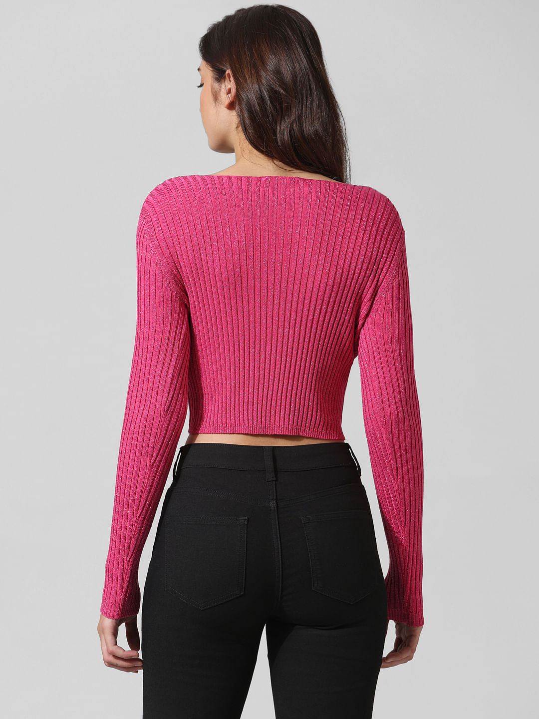 Pink Shimmer Cropped Pullover