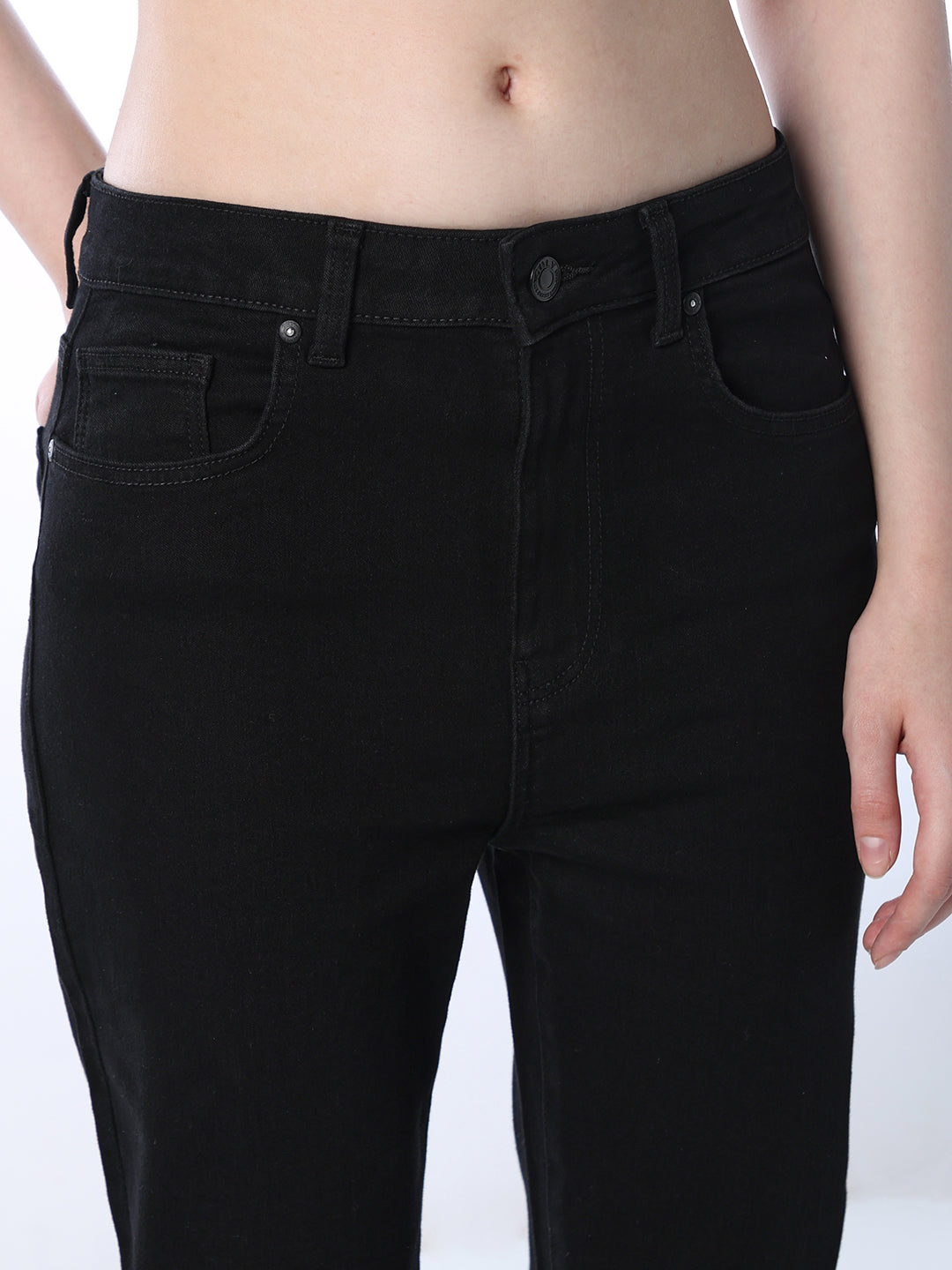 ONLY Black Straight Fit Distressed Jeans
