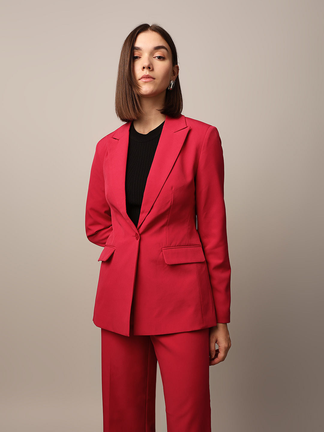 Red Tailored Co-Ord Set Blazer