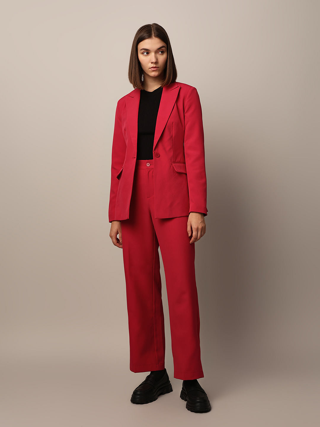 Red Tailored Co-Ord Set Blazer