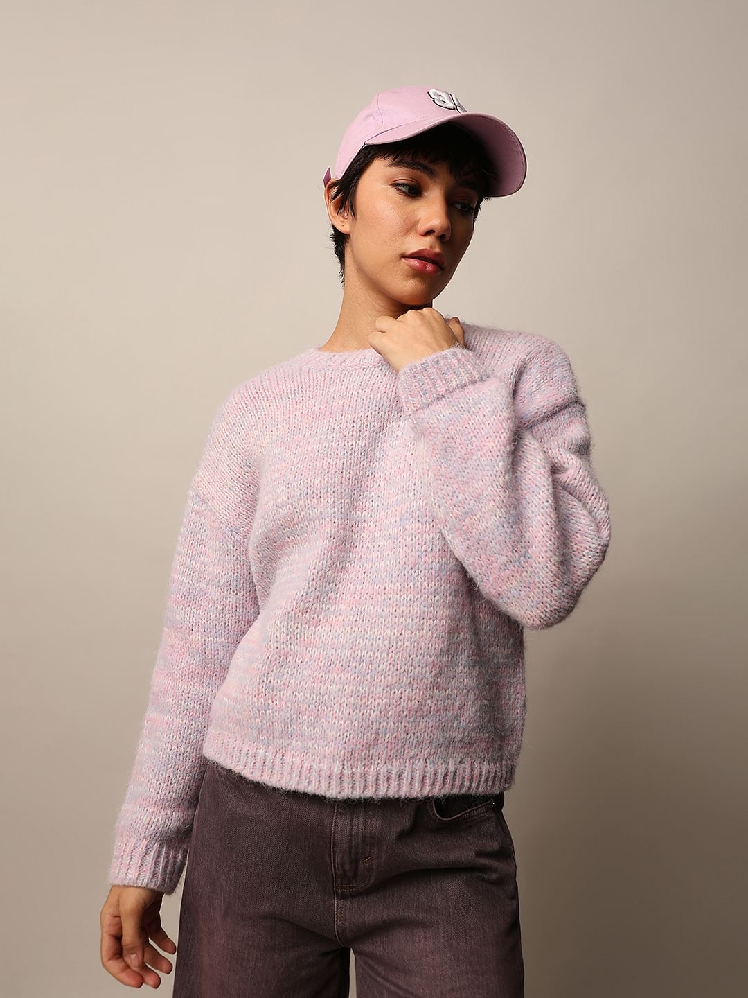 Pink Colourblocked Pullover