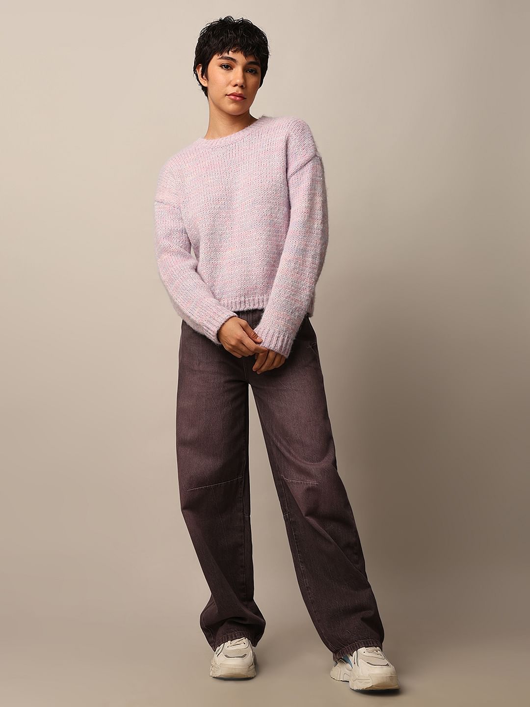 Pink Colourblocked Pullover