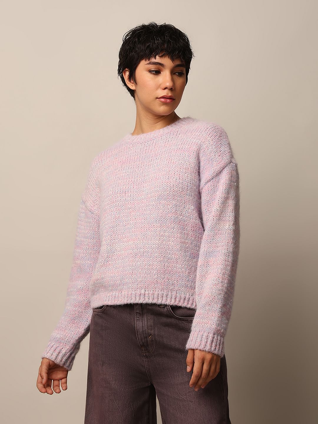 Pink Colourblocked Pullover