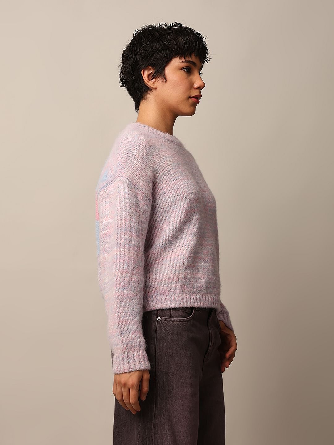 Pink Colourblocked Pullover