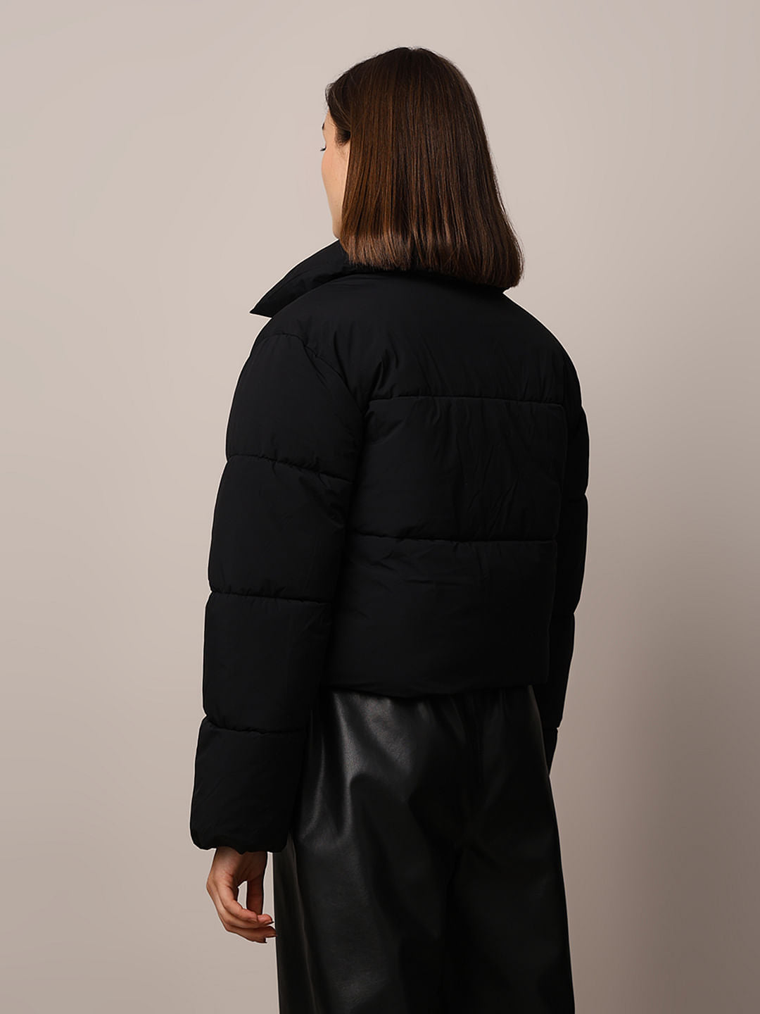 Black Short Hooded Puffer Jacket