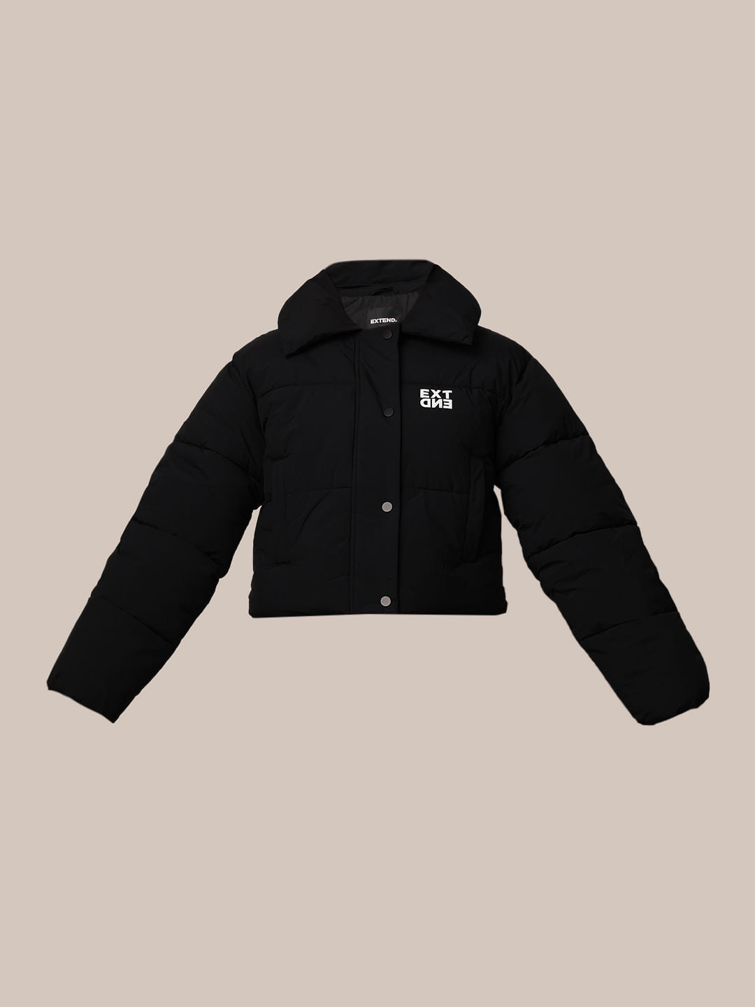 Black Short Hooded Puffer Jacket