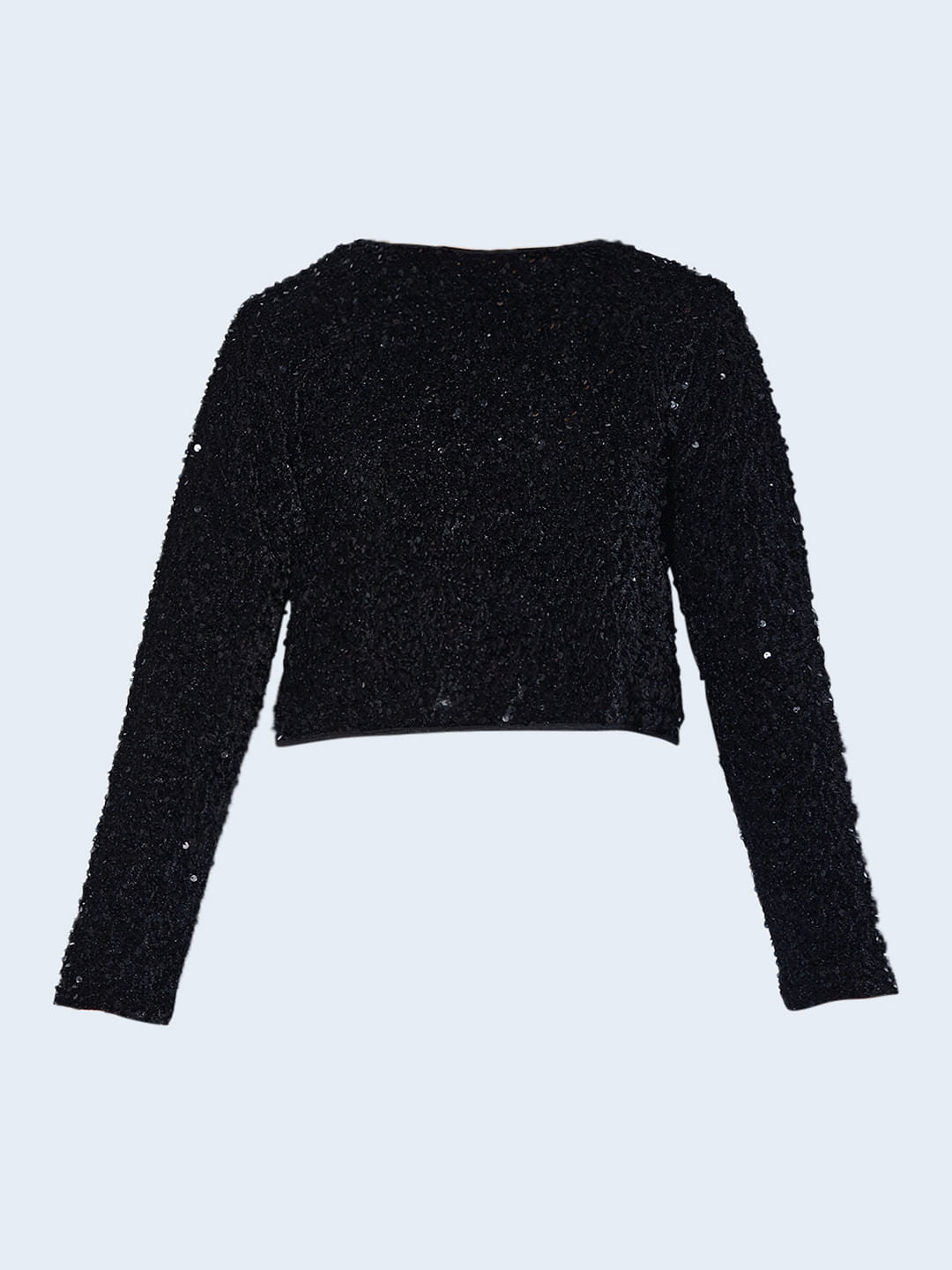 Black Sequined Bow Detail Top