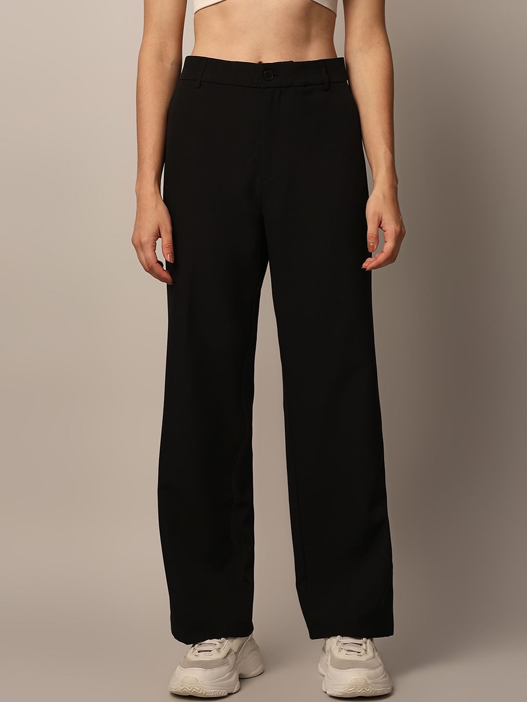 Black Mid Rise Tailored Pants