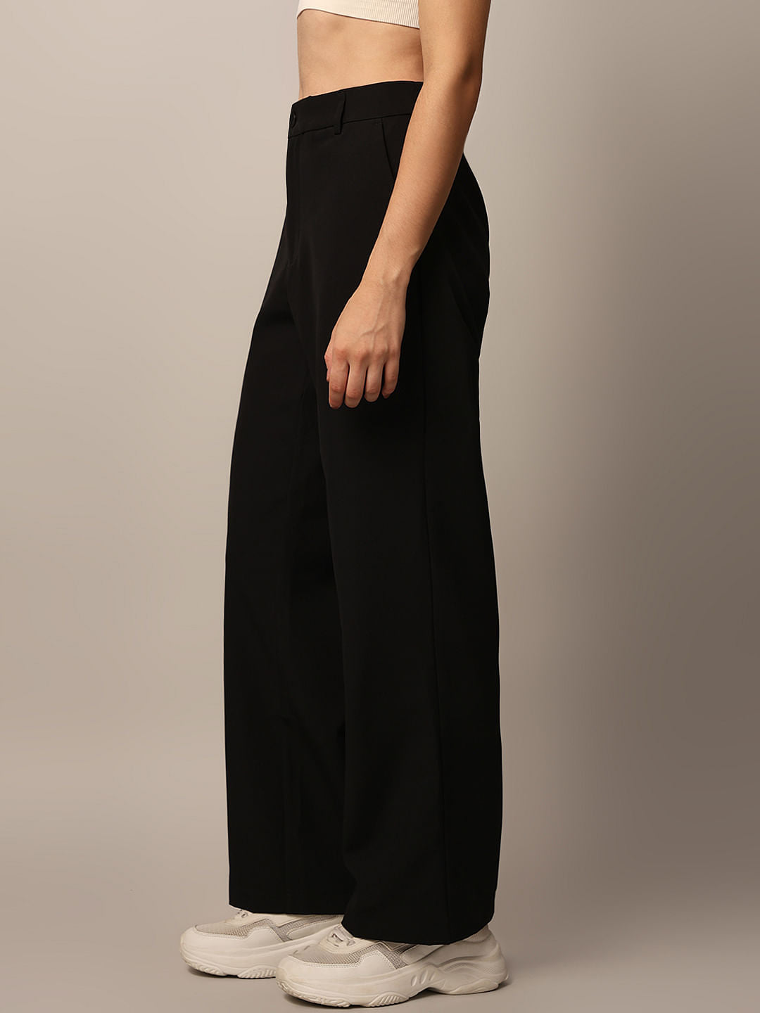 Black Mid Rise Tailored Pants