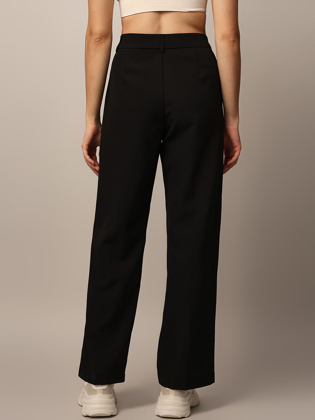 Black Mid Rise Tailored Pants