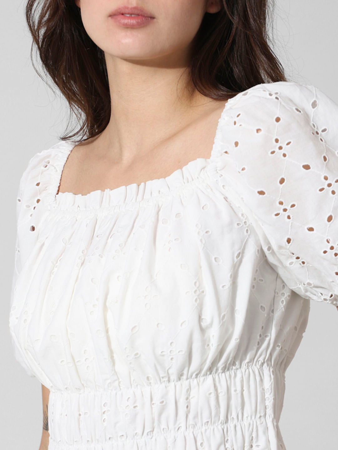 White Schiffli Top