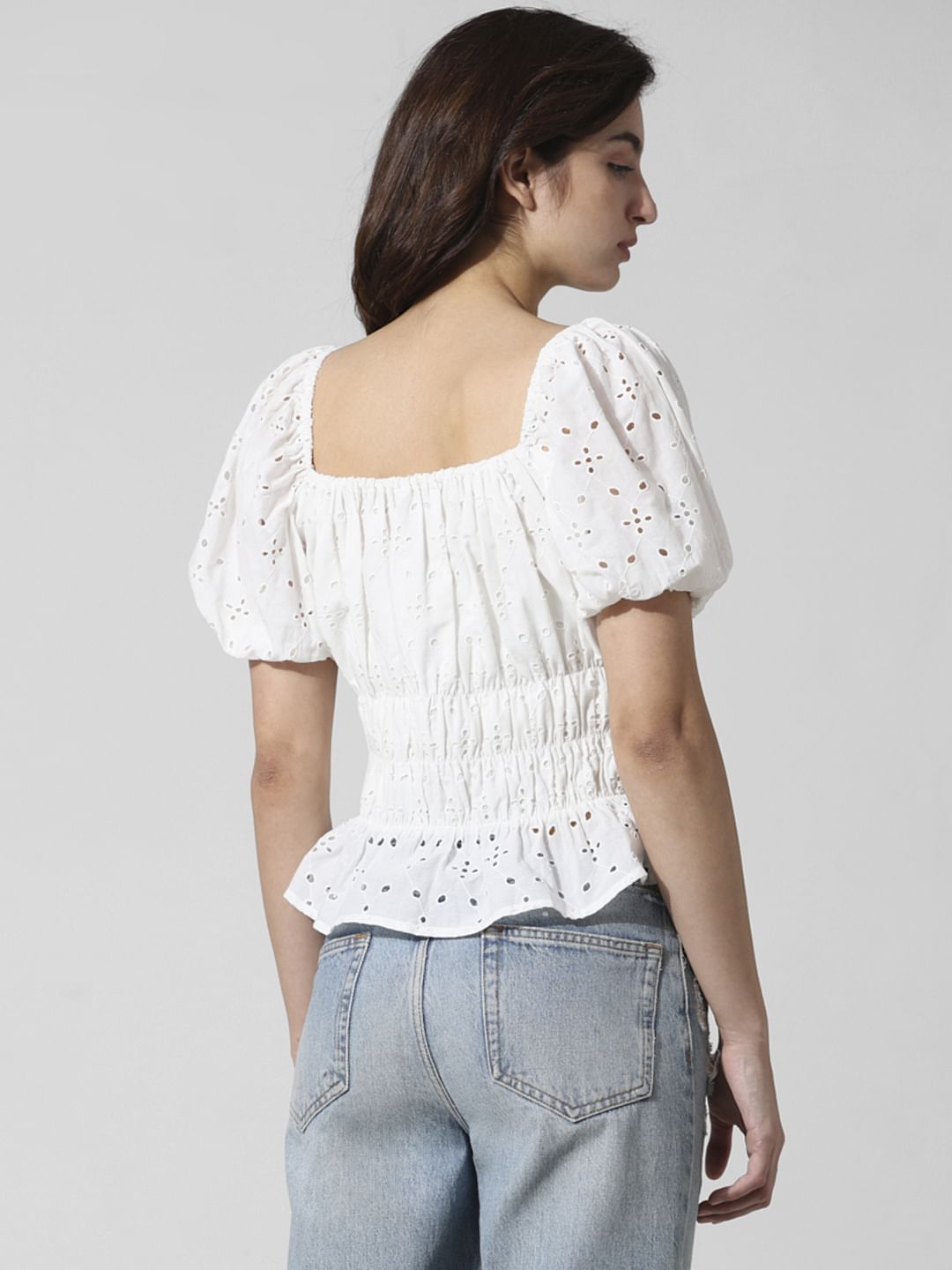 White Schiffli Top