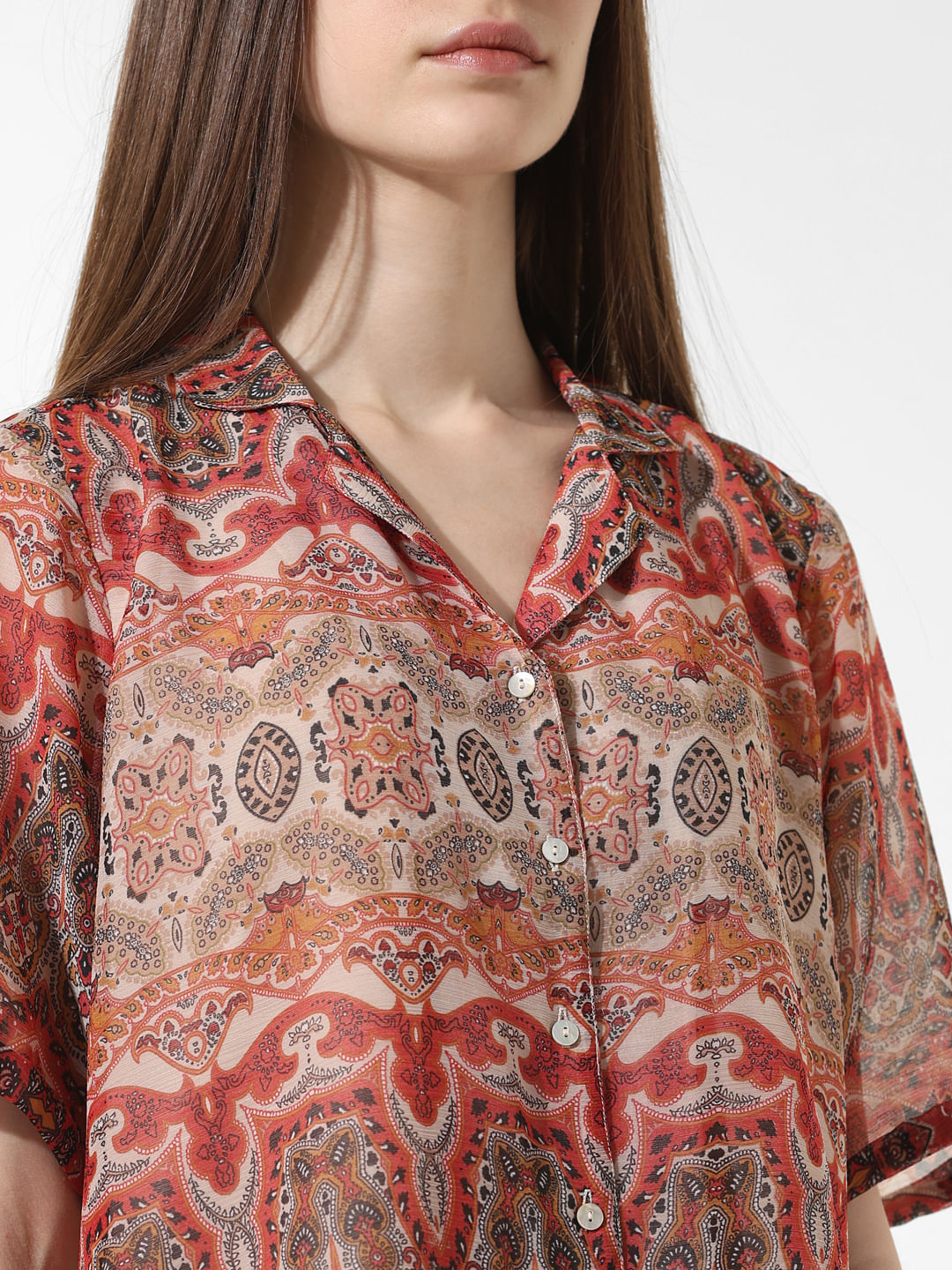 Brown Abstract Print Shirt