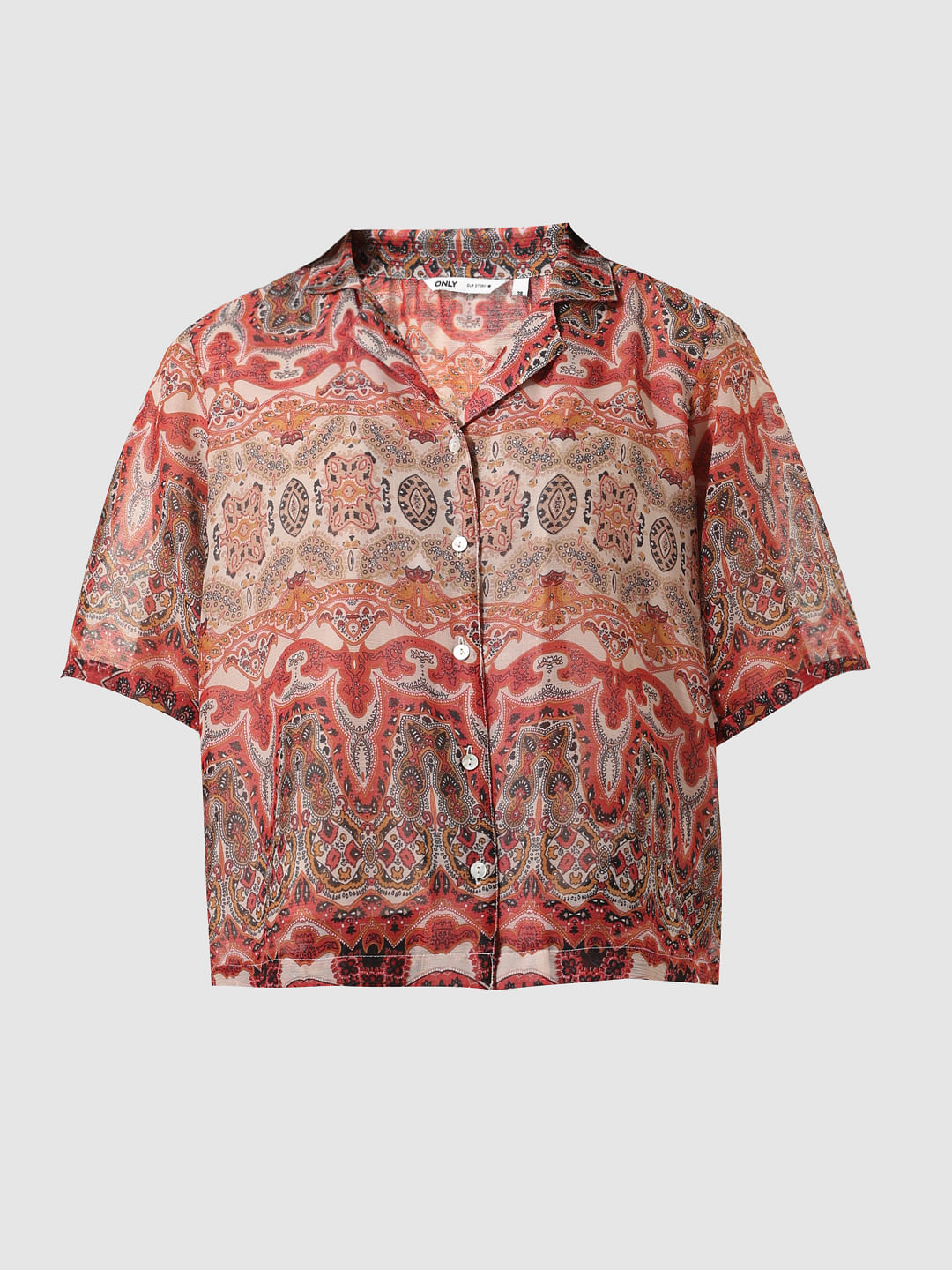 Brown Abstract Print Shirt