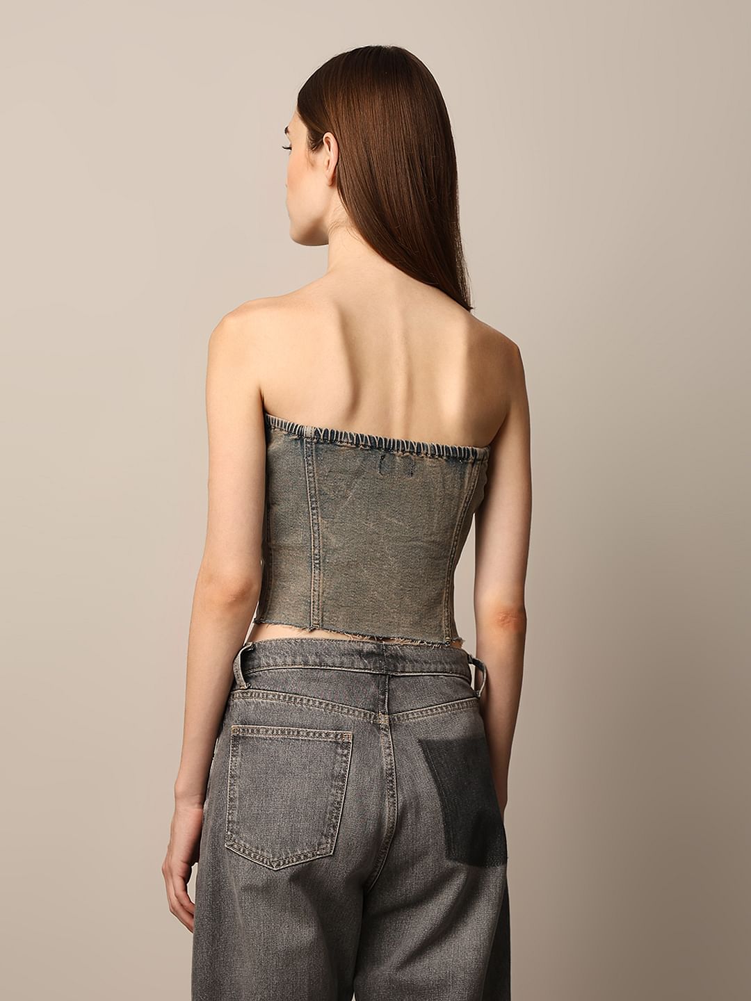 Vintage Blue Denim Tube Top