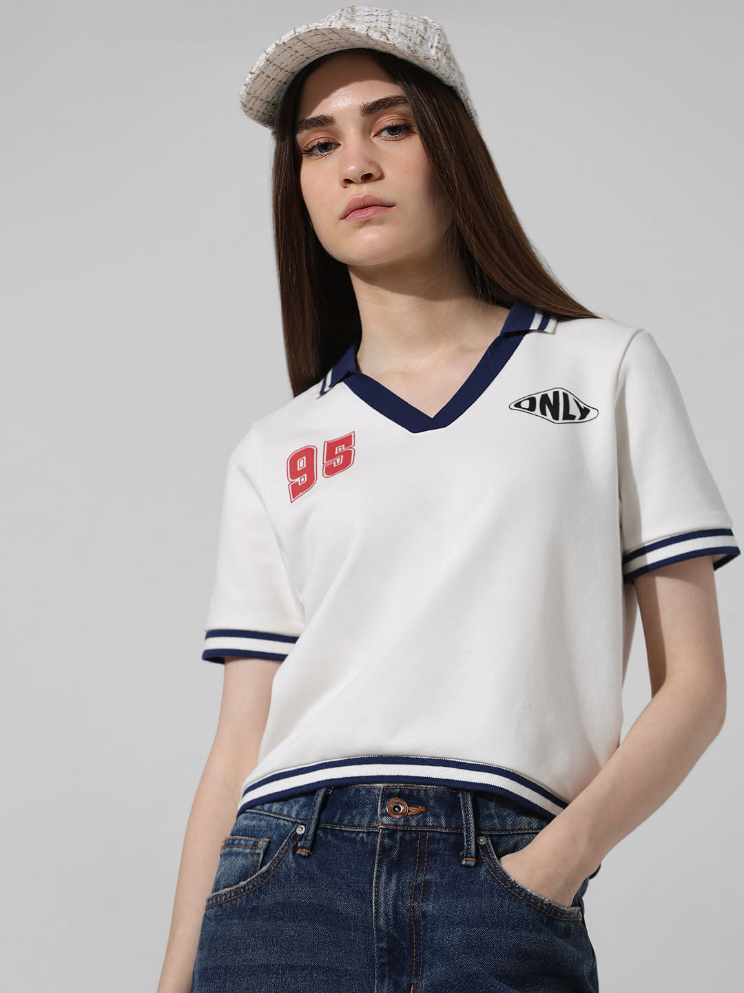 White Contrast Tipping Polo T-Shirt