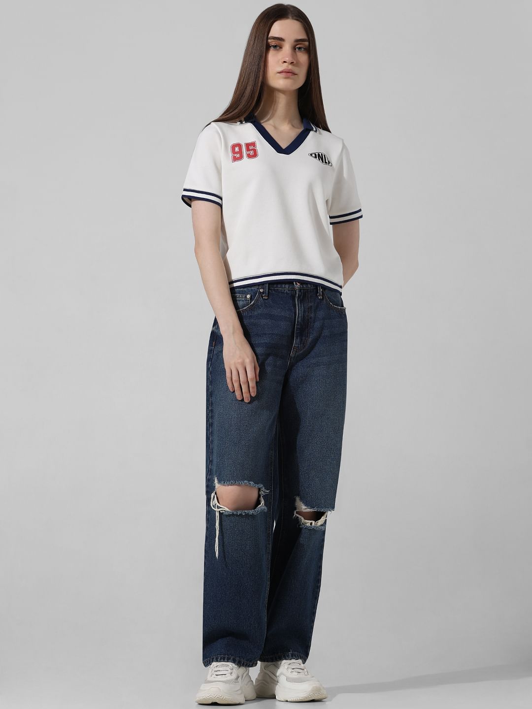 White Contrast Tipping Polo T-Shirt