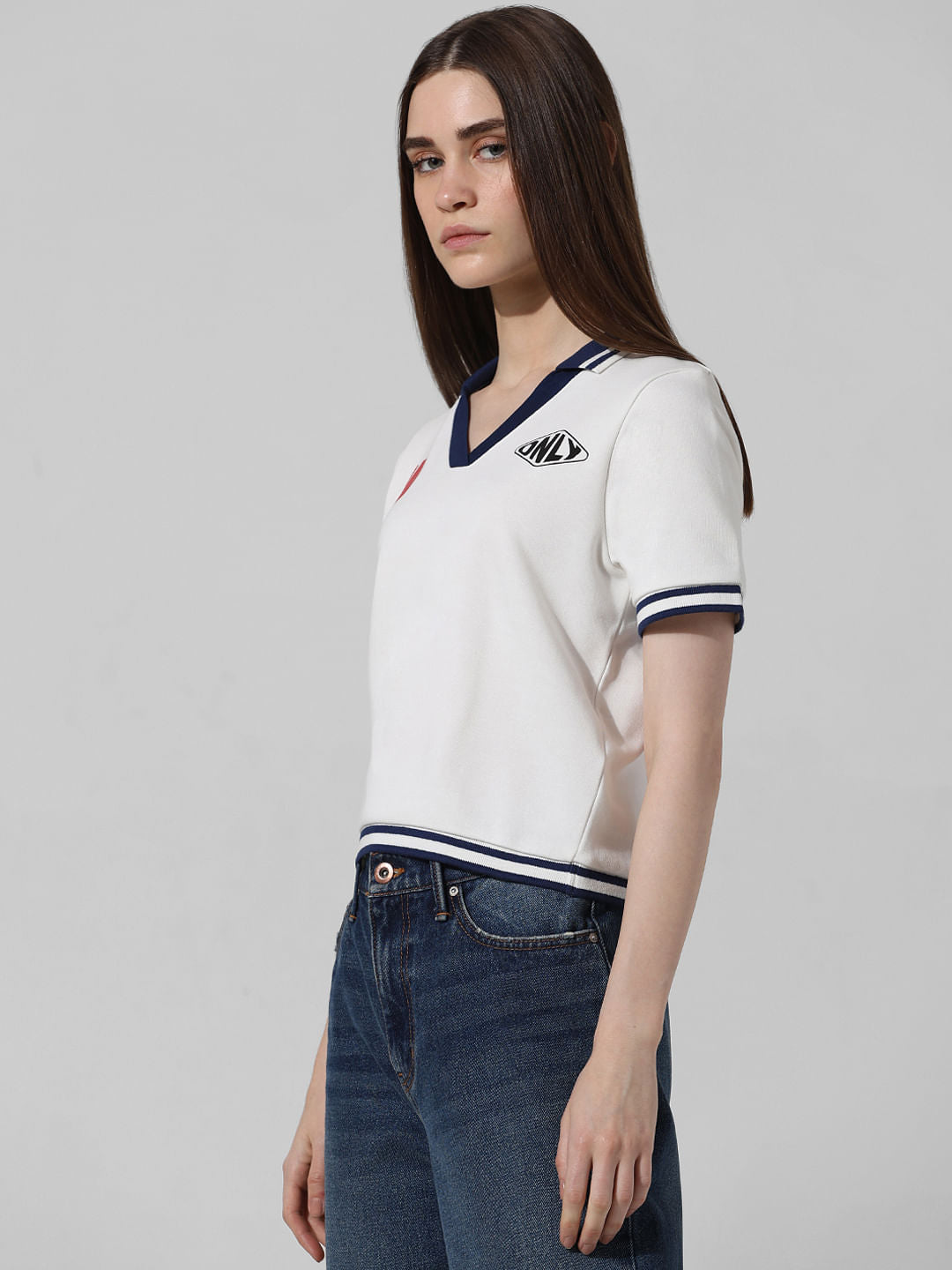 White Contrast Tipping Polo T-Shirt