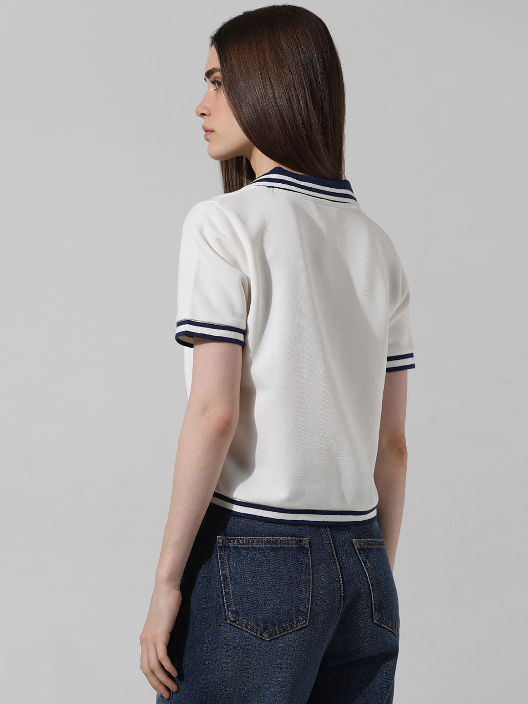 White Contrast Tipping Polo T-Shirt