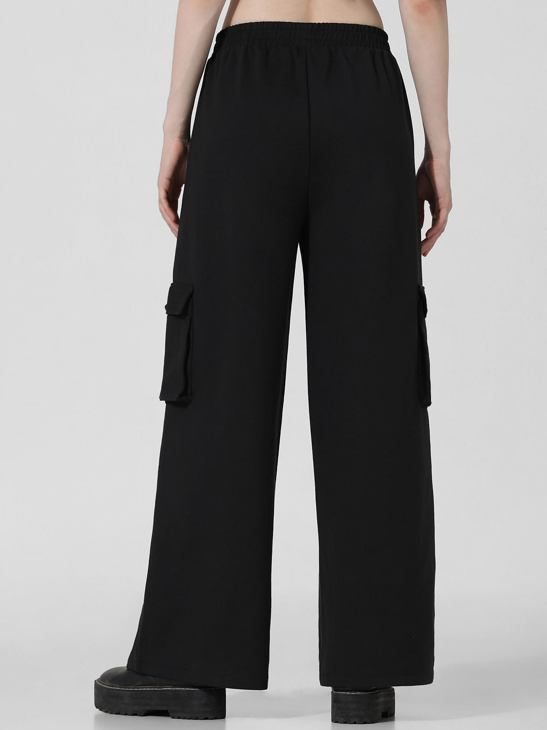 Black High Rise Pull-On Cargo Pants