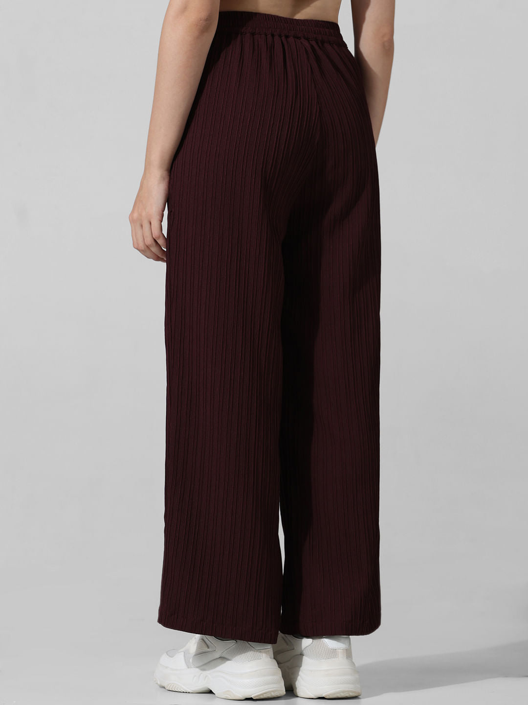 Burgundy Textured Co-Ord Set Pants