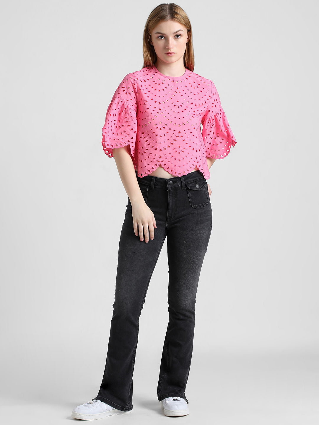 Pink Schiffli Cropped Top