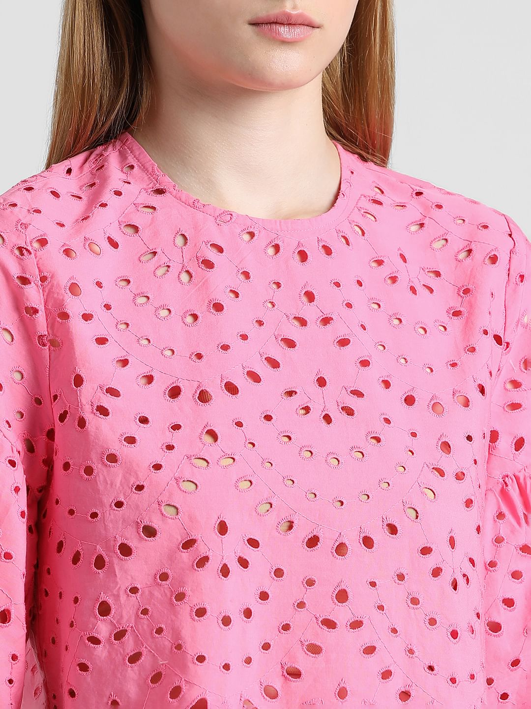 Pink Schiffli Cropped Top