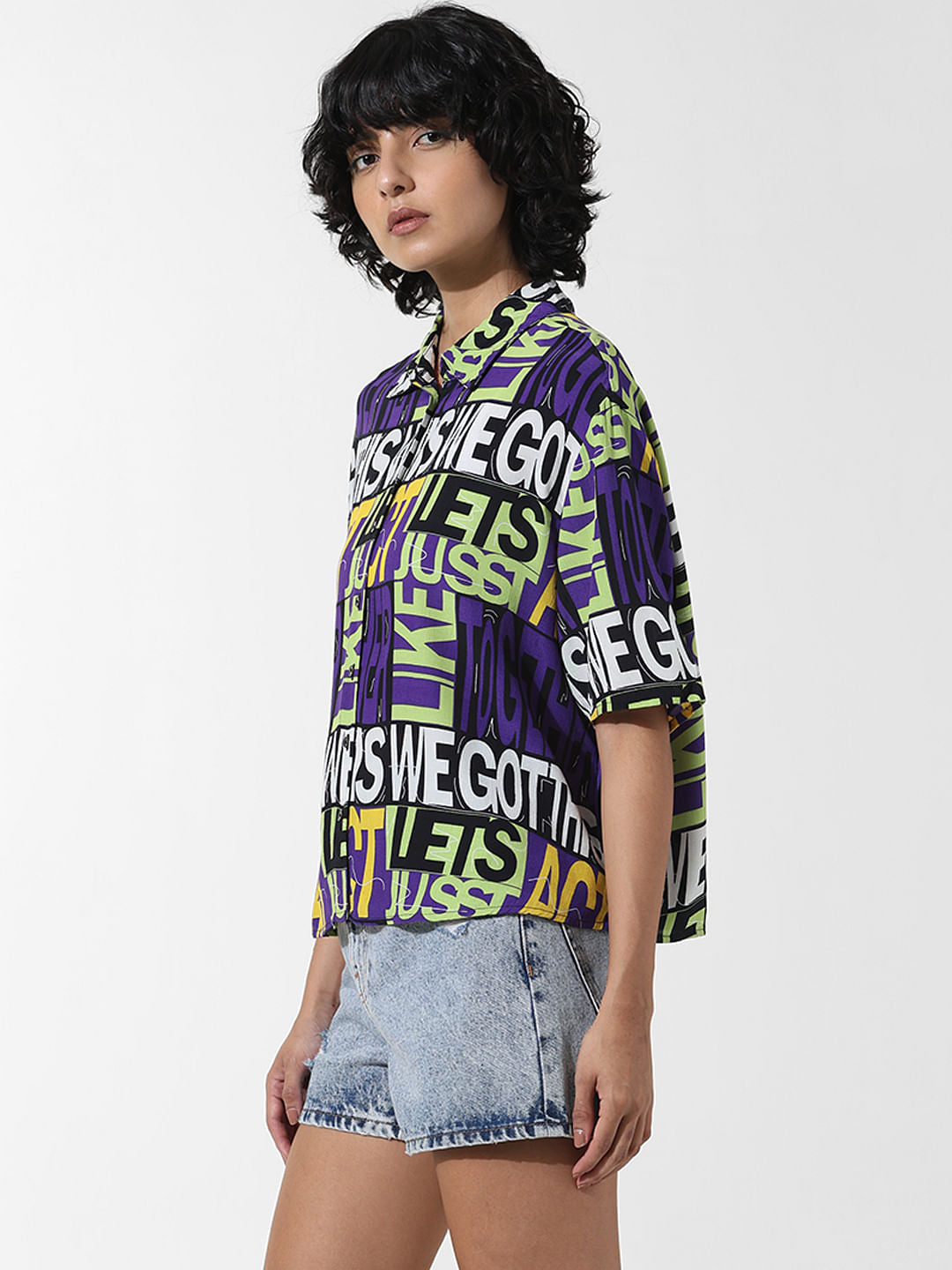 Black Typographic Print Shirt