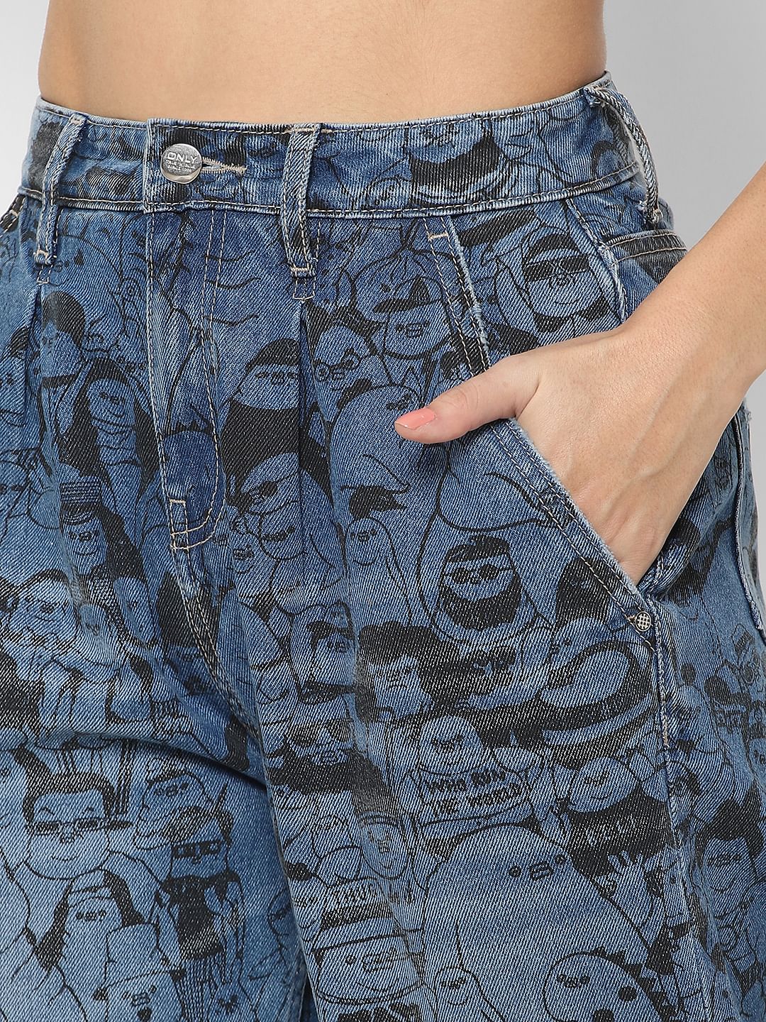 Only X Flabjacks Blue Mid Rise Slouchy Fit Co-Ord Jeans