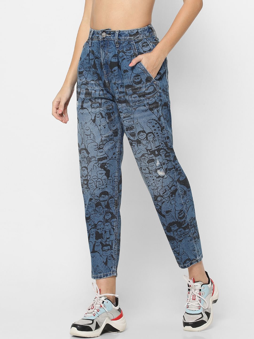 Only X Flabjacks Blue Mid Rise Slouchy Fit Co-Ord Jeans