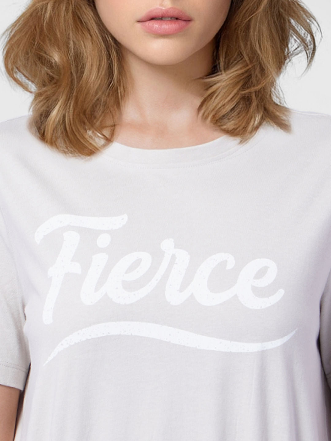 Beige Typographic Print T-Shirt