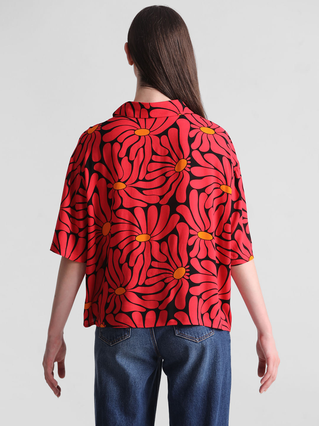 Red & Black Floral Shirt