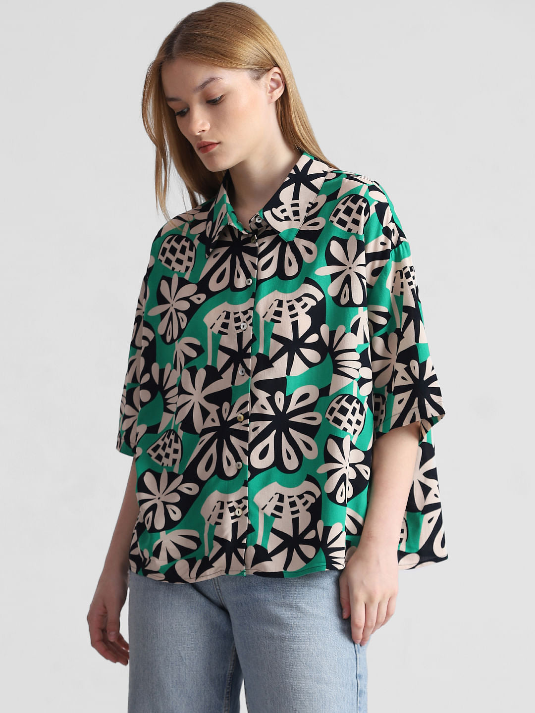 Green Floral Print Shirt