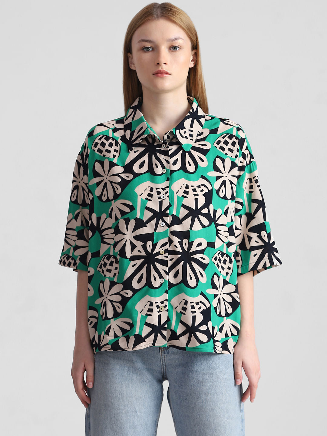 Green Floral Print Shirt
