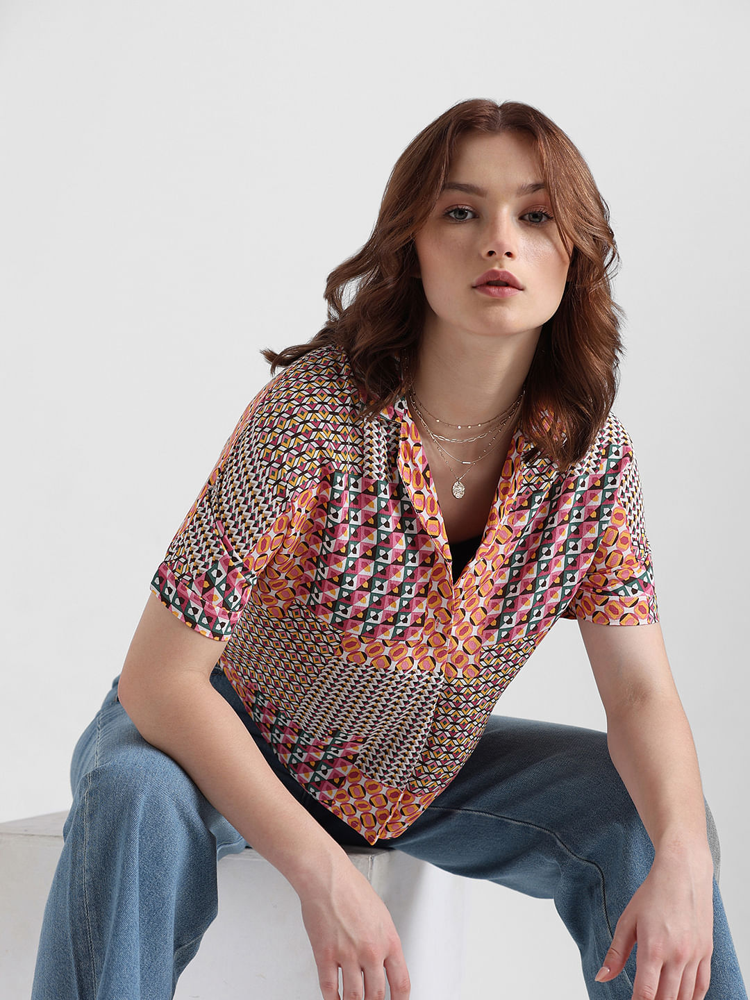 Multi-Coloured Abstract Print Shirt