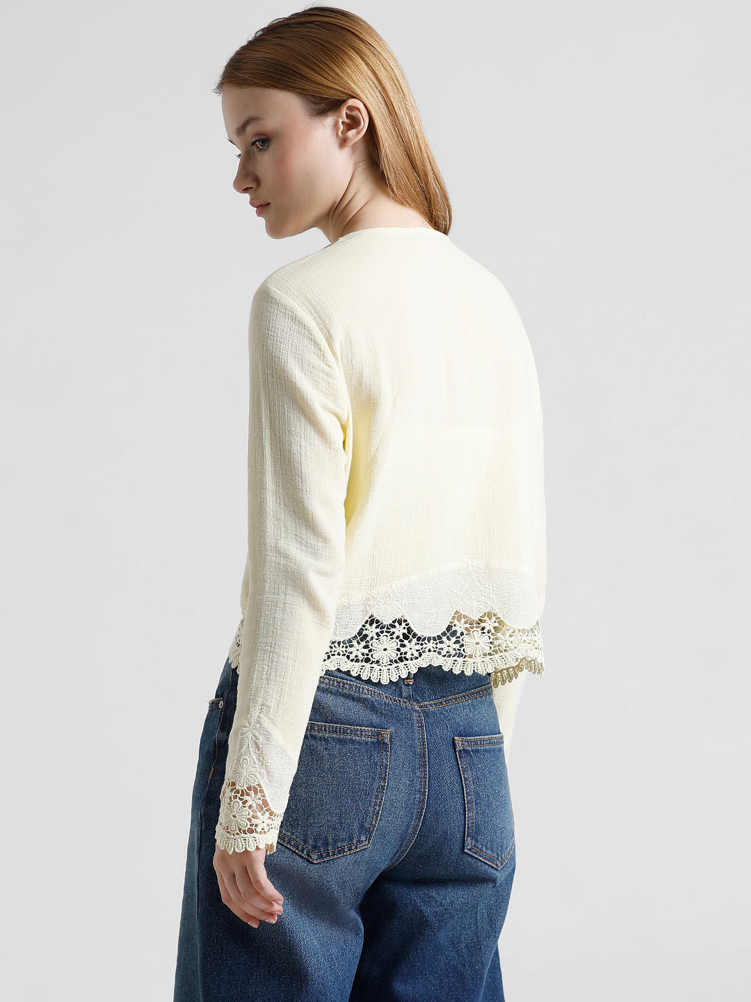 Yellow Lace Trim Top