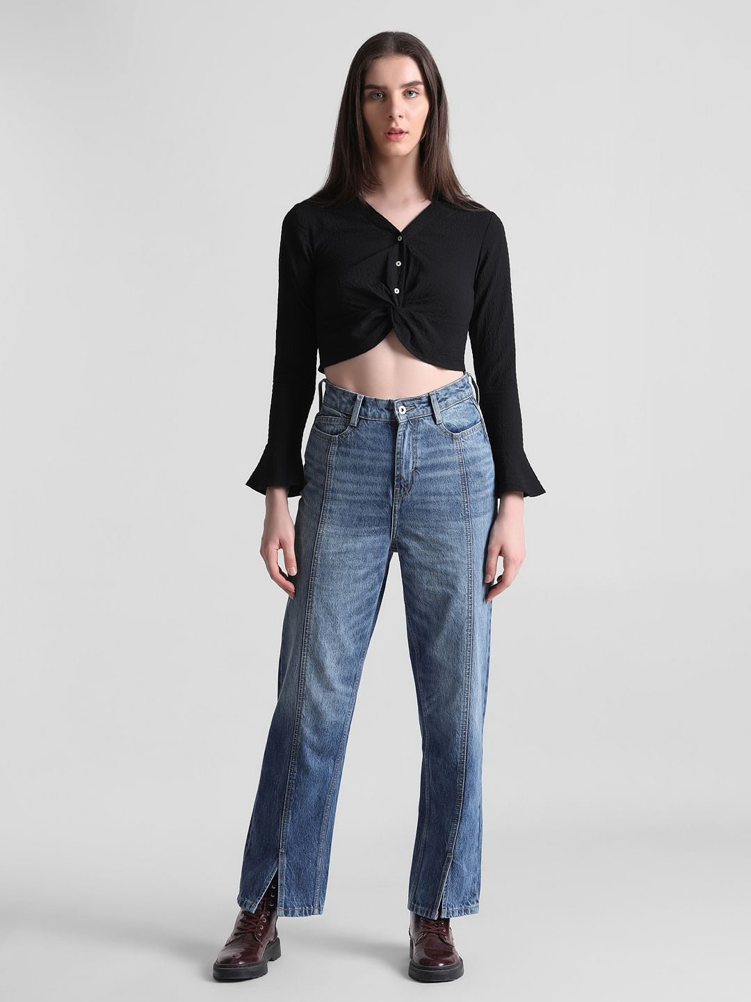 Black Cropped Knot Shirt