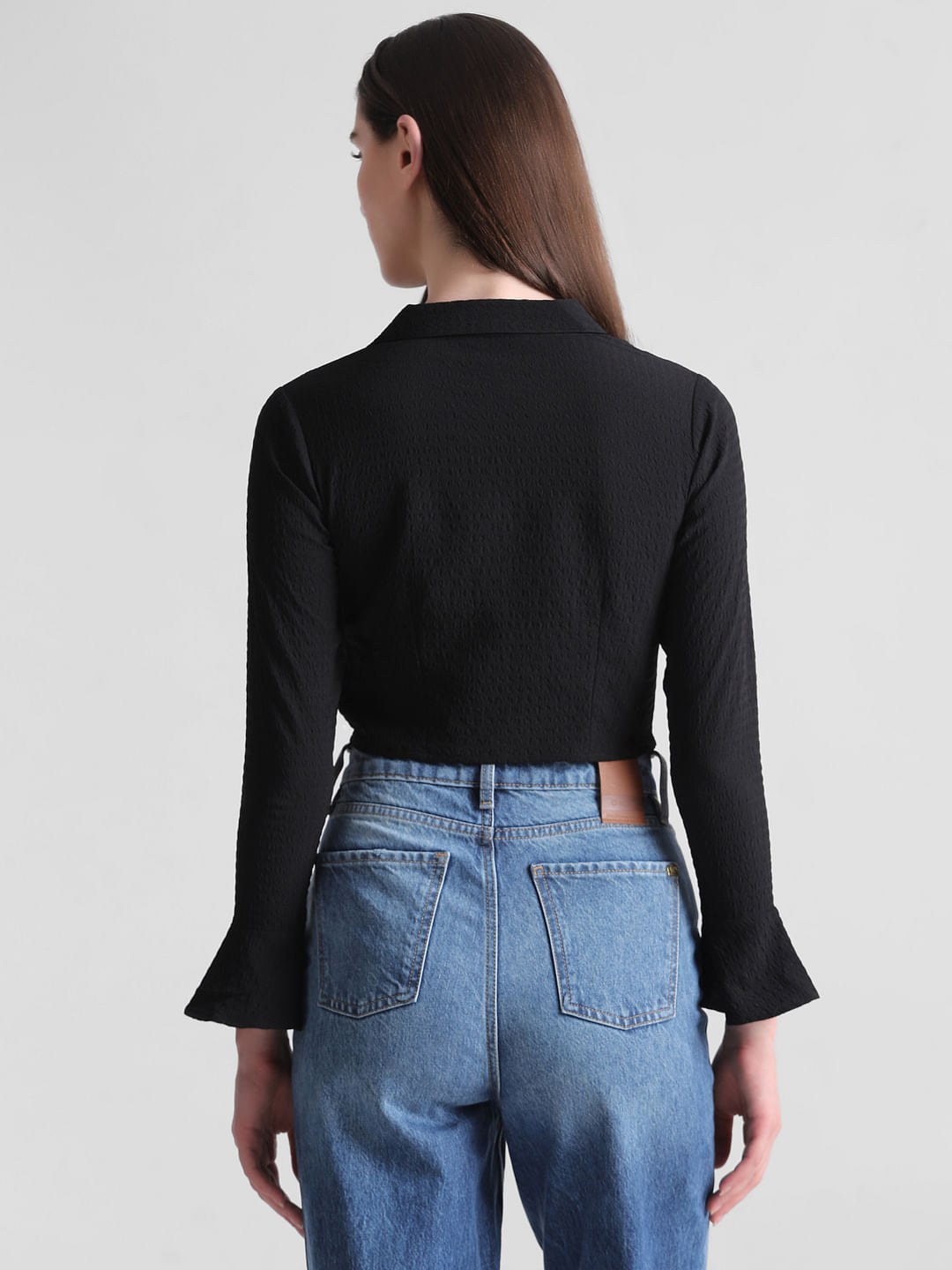 Black Cropped Knot Shirt