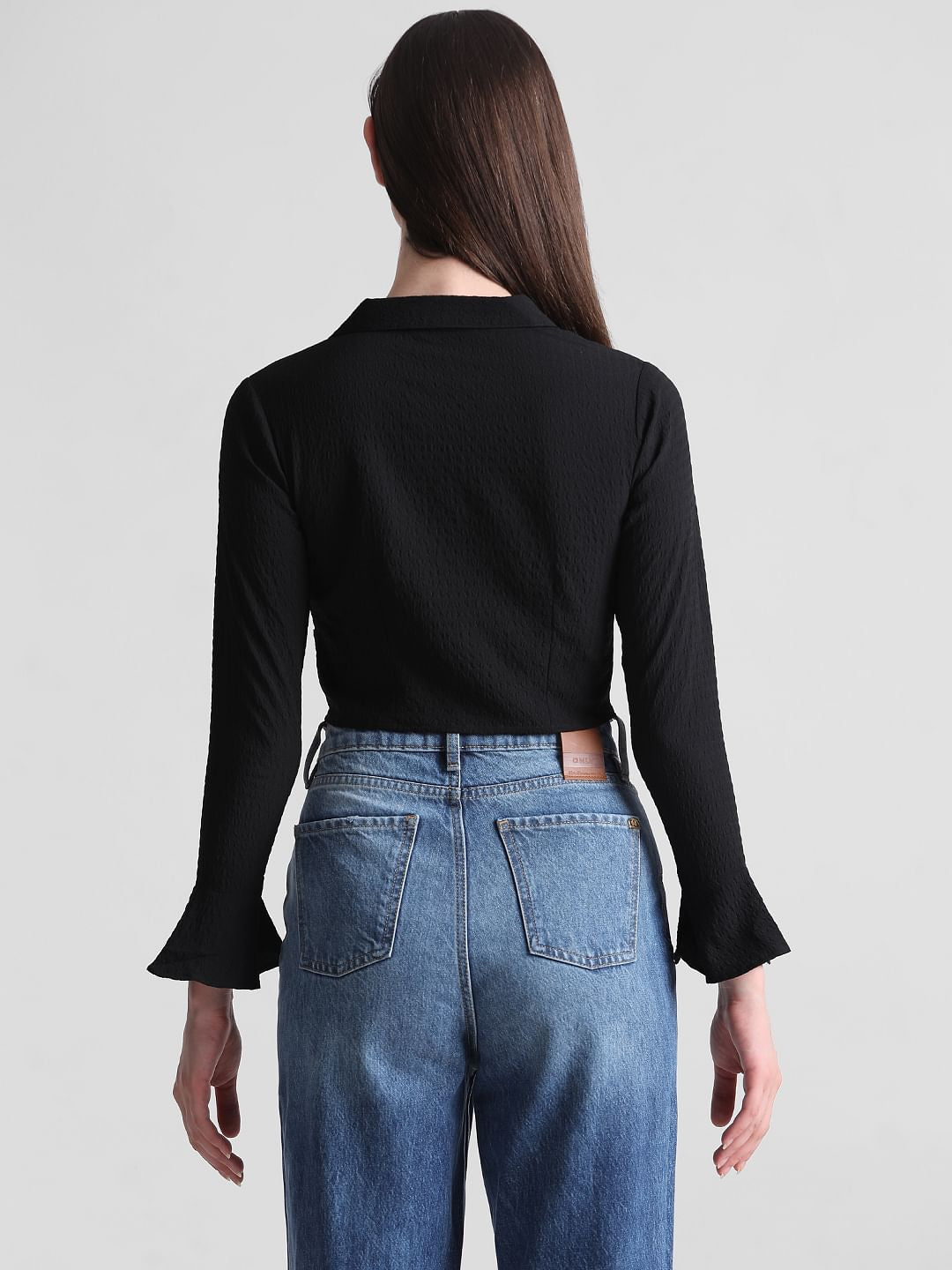 Black Cropped Knot Shirt