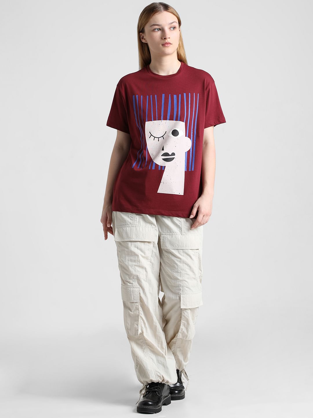 Maroon Graphic Print T-Shirt
