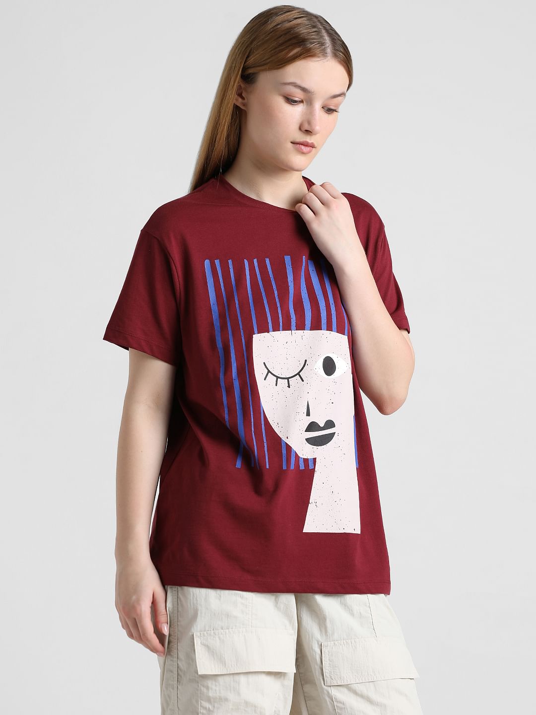Maroon Graphic Print T-Shirt