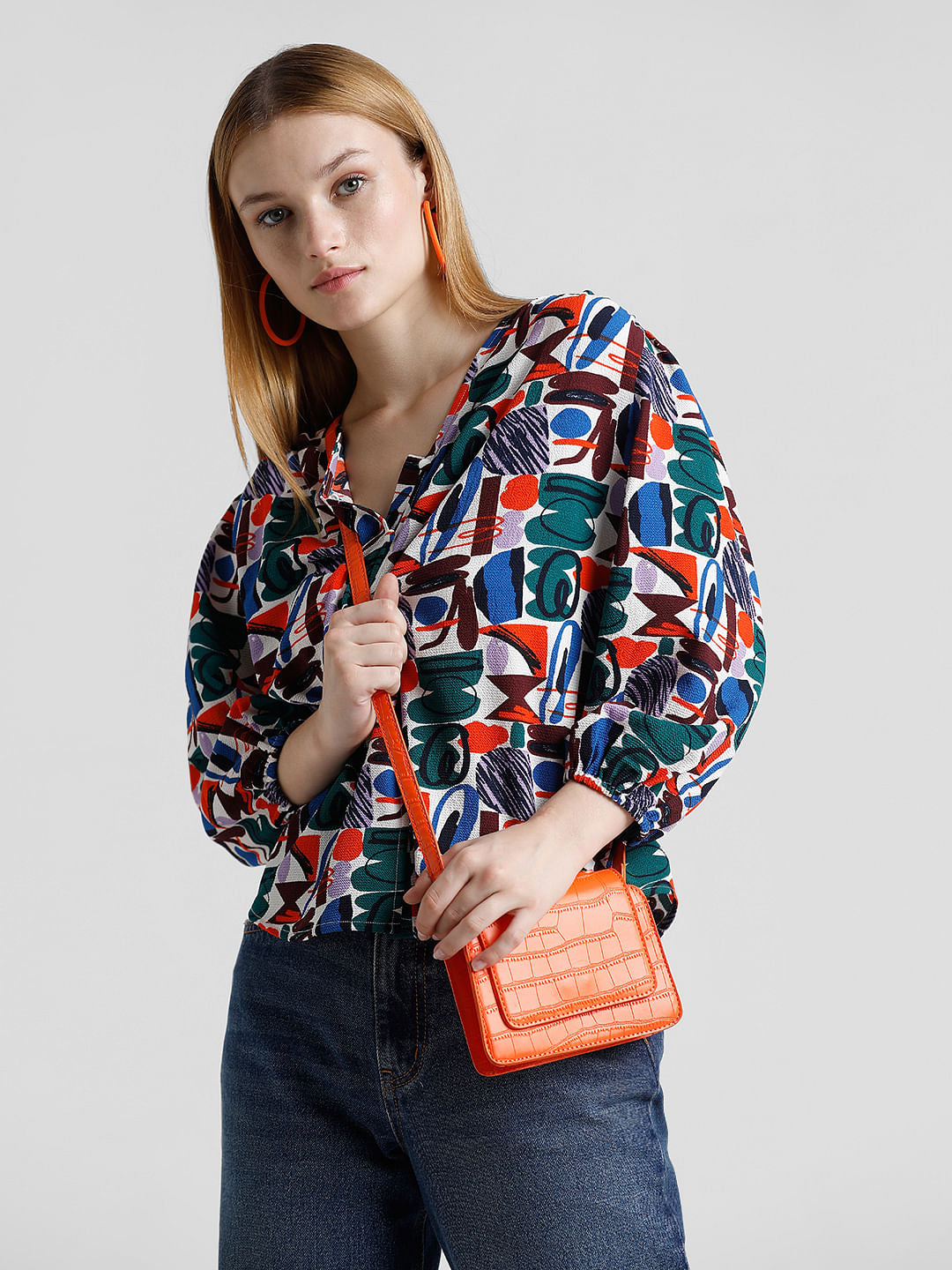 Green Abstract Print Top